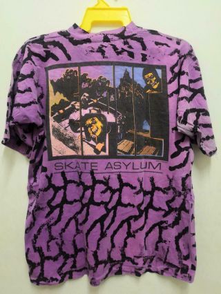 True Vintage 80s Epic SKATE ASYLUM t shirt Powell Peralta Zorlac Pushead RARE 2