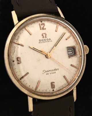 Vintage OMEGA SEAMASTER DEVILLE Automatic Watch 14k GOLD Steel w/DATE 2
