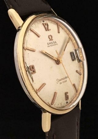 Vintage OMEGA SEAMASTER DEVILLE Automatic Watch 14k GOLD Steel w/DATE 4
