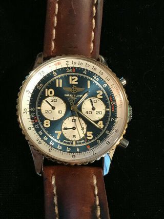 Breitling Navitimer D30022 Rare - Gold And Steel - 38mm - Blue Face Color