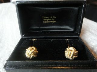 Rare Vintage Tiffany & Co.  Schlumberger 18K Gold 750 Double Love Knot Cuff Links 2