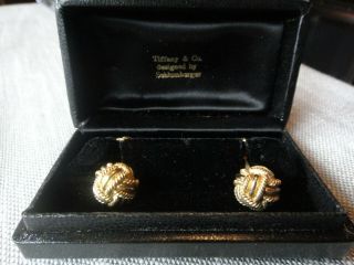 Rare Vintage Tiffany & Co.  Schlumberger 18K Gold 750 Double Love Knot Cuff Links 3