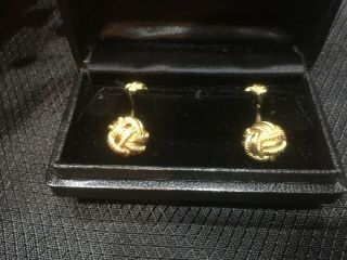 Rare Vintage Tiffany & Co.  Schlumberger 18K Gold 750 Double Love Knot Cuff Links 5