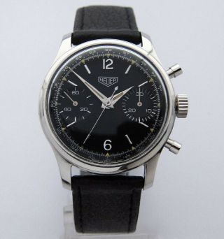 Heuer Ref.  404nt Vintage 1958 - 60 Chronograph Valjoux 23 Black Classic Pre Carrera