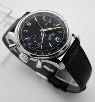 HEUER ref.  404NT Vintage 1958 - 60 Chronograph Valjoux 23 Black Classic Pre Carrera 3