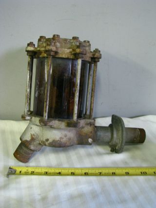 Antique Clock Face Gas Pump Visi Gauge Sight Glass Complete Vtg Visible