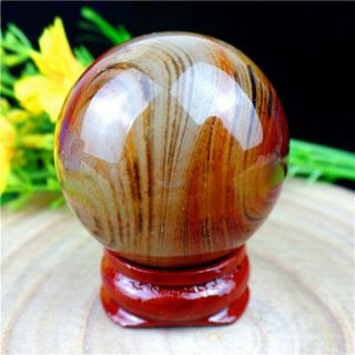 ≈84g Brown Madagascar Crazy Lace Silk Banded Agate Tumbled Ball 40mm Hg31895