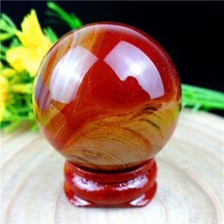 ≈84g Brown Madagascar Crazy Lace Silk Banded Agate Tumbled Ball 40mm HG31895 2