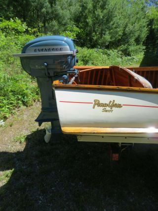 Vintage 1953 12 ' Penn Yan Swift outboard boat with motor and trailer 11