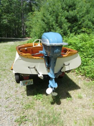 Vintage 1953 12 ' Penn Yan Swift outboard boat with motor and trailer 2