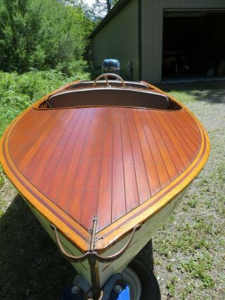 Vintage 1953 12 ' Penn Yan Swift outboard boat with motor and trailer 3