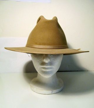 Vtg Stetson 4x Beaver Felt Western Cowboy Fedora Hat Size 7 1/8 Usa Made