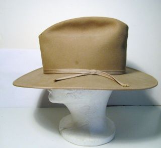 Vtg Stetson 4X Beaver Felt Western Cowboy Fedora Hat size 7 1/8 USA Made 2