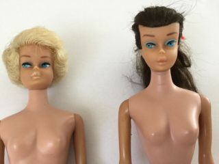 Two Vintage Barbie Dolls Bubble Cut Side Part Platinum Blonde Ponytail
