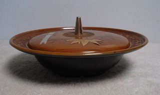 Japanese Chinese Oriental Brown Gold Silver Plastic Lacquer Ware Dish W/ Lid