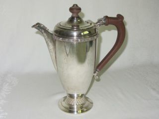 " Irish Silver " Lsi Coffee Pot Teapot Vtg Silverplate ? Wood Handle Hinged Lid