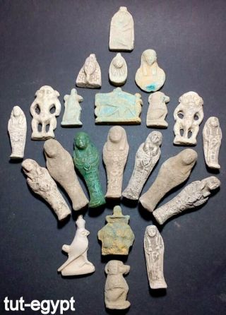 Very Rare Ancient Egyptian Antiques 22 Amulets Egypt Faience Stone1816 Bc