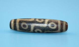53 13 Mm Antique Dzi Agate Old 9 Eyes Bead From Tibet