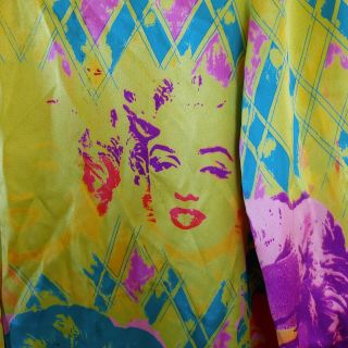 ESCADA Silk Blouse Andy Warhol Marilyn Monroe Pop Art Button Front Vintage Shirt 6