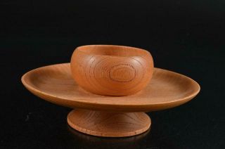 S5634: Japanese Wooden Tenmoku Teabowl Stand/tray Powdered Green Tea