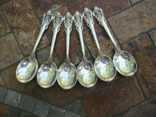Vintage (6) Sterling Flatware; Wallace Grande Baroque,  Soup Spoons; 271 Gtw