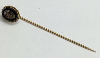 Vintage 9ct Gold Stick Pin W/micro Mosaic 1.  9grams Length 6.  5cm
