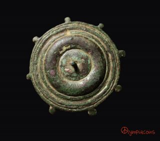 Ancient Roman Bronze Fibula Macedonian Shield I - Ii Century