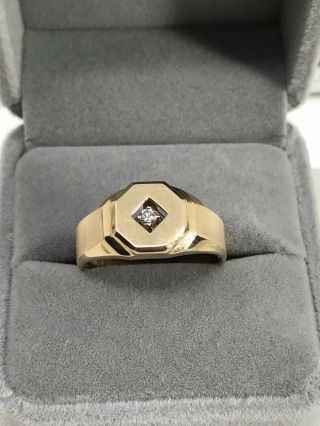 Vintage Art Deco 14k Yellow Gold Diamond Ring Sz 9.  75.  3.  9 Grams Men’s