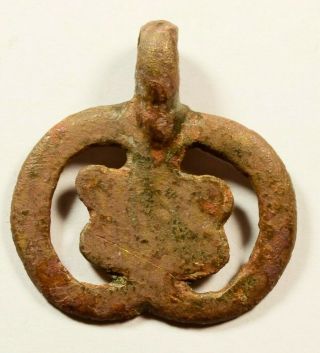 Scarce Viking Era Bronze Open - Work Pendant Amulet - Wearable