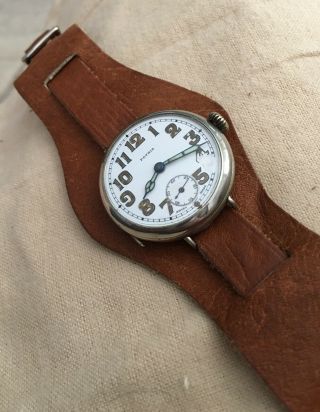 Vintage Omega? Patria Military Trench Ww1 Era Wrist Watch Running Chip At 4