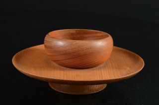 S4973: Japanese Wooden Tenmoku Teabowl Stand/tray Powdered Green Tea