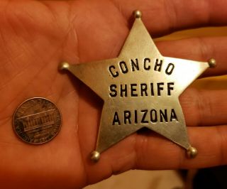 Antique Obsolete Concho Arizona Territory Sheriff Police Badge C.  1890