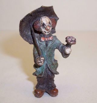 Small Vintage Cold Painted Bronze Metal Clown Miniature Figure/model Circus