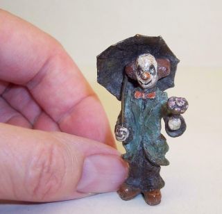 SMALL Vintage COLD PAINTED BRONZE Metal CLOWN Miniature Figure/Model CIRCUS 2