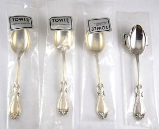 7569 - Set Of 4 Nwt - Towle Queen Elizabeth I - Sterling Silver Demitasse Spoons