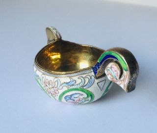 Antique Russian Kovsh Sterling Silver Gold Plated Marked 84 Rare Find