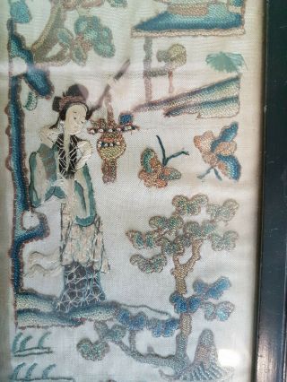 2 Antique Hand Embroidered Japanese Silk Panels B3 4