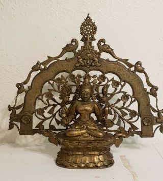 Large Antique Indian/asian Hindu Bronze Vishnu/buddha 18th Century