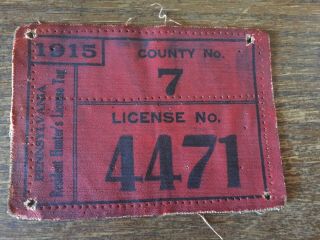 Antique 1915 Pennsylvania Pa Hunting License Blair County (7) Canvas Cloth Tag