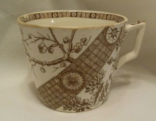 Antique Brown Transferware Ironstone Cup Aesthetic Style 1800 