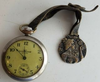 The Winchester Store Pocket Watch W Bank Fob Antique Vintage Runs Old