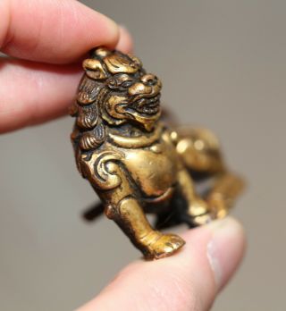 Antique Chinese Tibetan Gilt bronze Buddha Lion,  18th century,  Qing Dynasty RARE 9