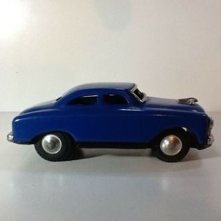 Vintage Japan Tin Friction 5 Inch Blue Ford Sedan Very Good Cond