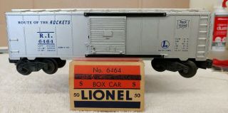 Vintage Lionel Trains,  Rock Island Boxcar 6464 W/box 6464 - 50 Silver,  Rare (f17)
