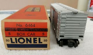 Vintage Lionel Trains,  Rock Island Boxcar 6464 W/Box 6464 - 50 Silver,  RARE (F17) 4