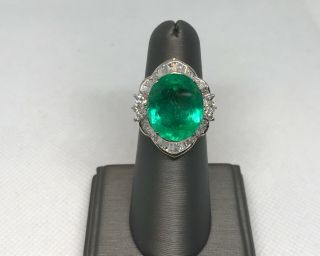 VINTAGE CERTIFIED 13.  58 CTW NATURAL COLOMBIAN EMERALD DIAMOND 18K GOLD RING 3