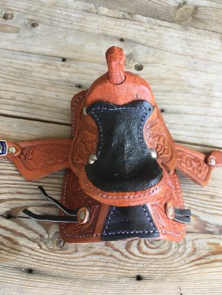 Miniature Horse Saddle Doll Size Leather Hand Tooled Details 4