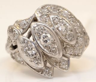 Gorgeous Vintage Platinum Ring With 0.  60 Ctw Diamonds E39