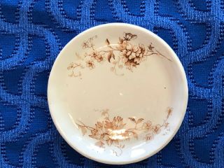 Antique Ironstone China Brown Floral Transferware Butter Pat