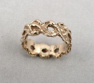 Vintage 14k Yellow Gold Cast Openwork Ring Band 3.  4 Grams Size 4 Pinky Estate